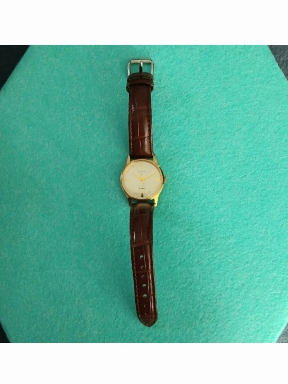 Vintage Elgin 19 Jewels Hand Wind Watch Running With 2 Slot Travel Case